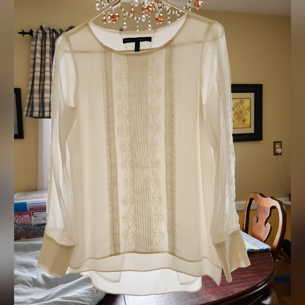 White house black market long sleeve top, size 2 , cream color.